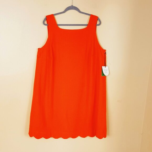 Kate Spade Scalloped Mini Shift Dress XXL Orange Sleeveless Lined Scoop Back - Picture 1 of 6